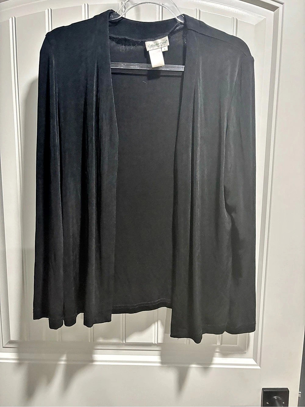 Coldwater Creek Black Open Front Cardigan Size 8 Like New